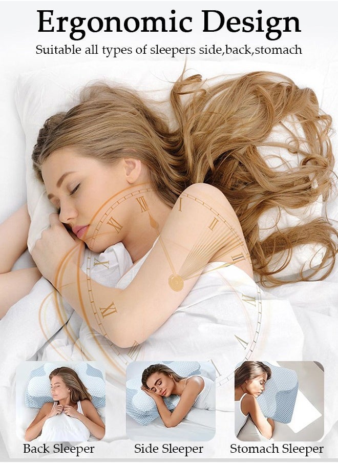 Super Comfort Ergonomic Pillow for Neck Head and Shoulder Pain Relief Contour Support Pillows for Bed Sleeping Orthopedic Cervical Spine Stretch Pillow for Side Back Stomach Sleeper