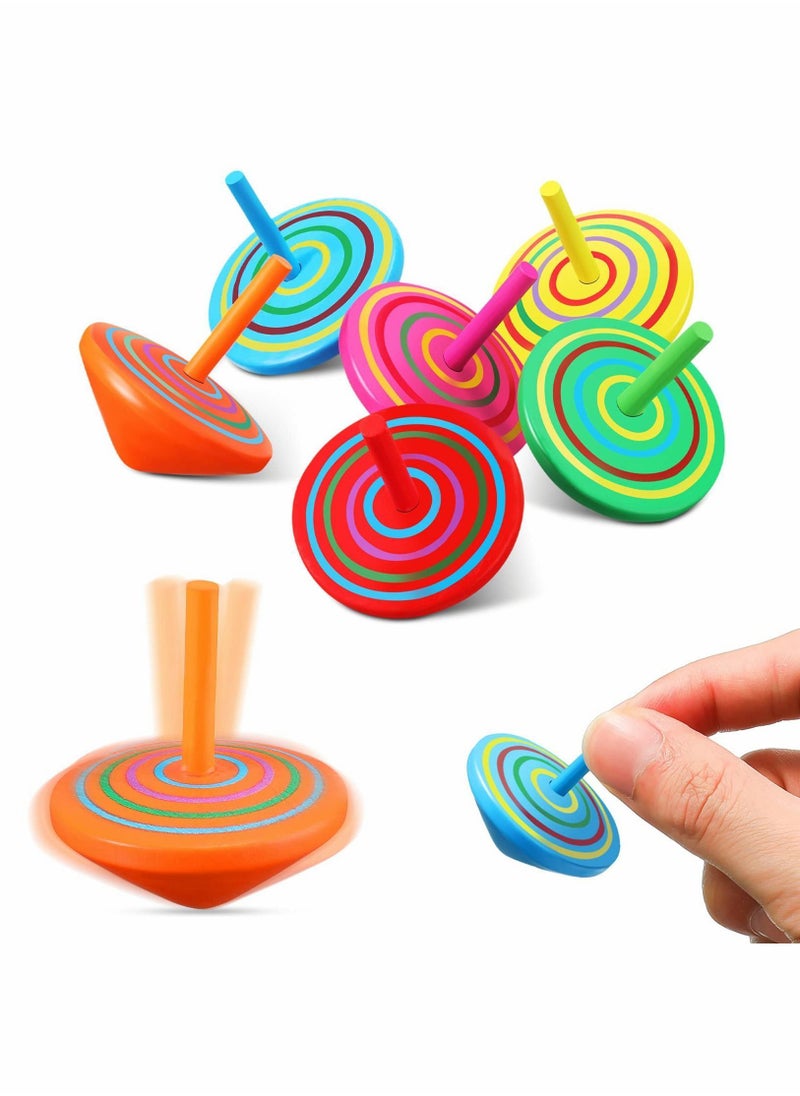 Colorful Wooden Spinning Tops, Mini Handmade Flip Wood Gyroscopes Assorted Color Painted Novelty Tops for Toddlers, 20pcs Random