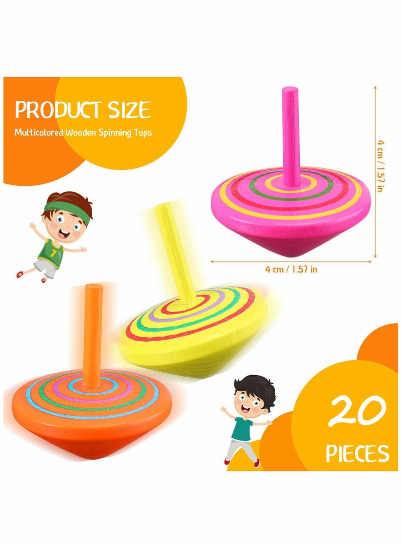 Colorful Wooden Spinning Tops, Mini Handmade Flip Wood Gyroscopes Assorted Color Painted Novelty Tops for Toddlers, 20pcs Random