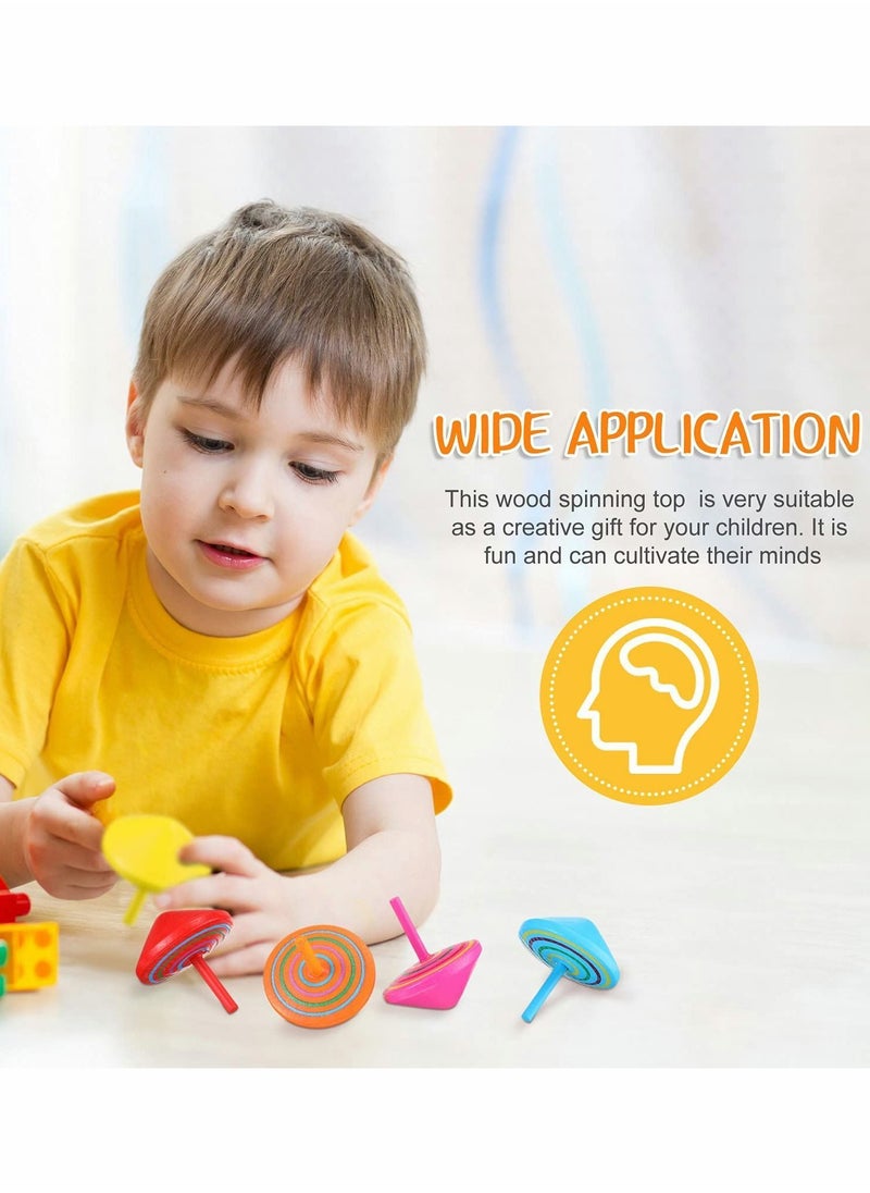 Colorful Wooden Spinning Tops, Mini Handmade Flip Wood Gyroscopes Assorted Color Painted Novelty Tops for Toddlers, 20pcs Random