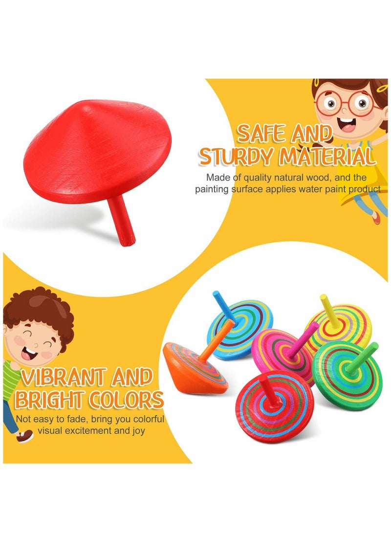 Colorful Wooden Spinning Tops, Mini Handmade Flip Wood Gyroscopes Assorted Color Painted Novelty Tops for Toddlers, 20pcs Random