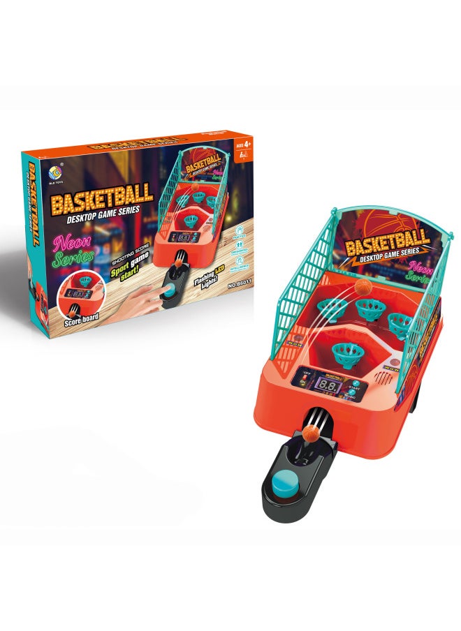 Children's Desktop Football Field Basketball Billiards Desktop Game Home Parent-child Interaction Double Battle Table Boy-Color:Basketball Shooting Machine (2ps With Light, Music With Scoring Device)