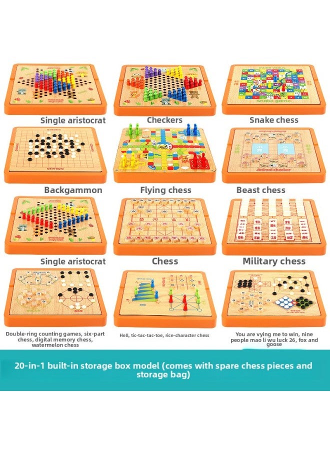 Flying Chess Checkers Gobang Colosseum Snake Chess Children's Toys Educational Two-in-One Student Multifunctional Game-Color:SY-20 In 1 Built-in Storage Box (spare Chess Pieces, Storage Bag)