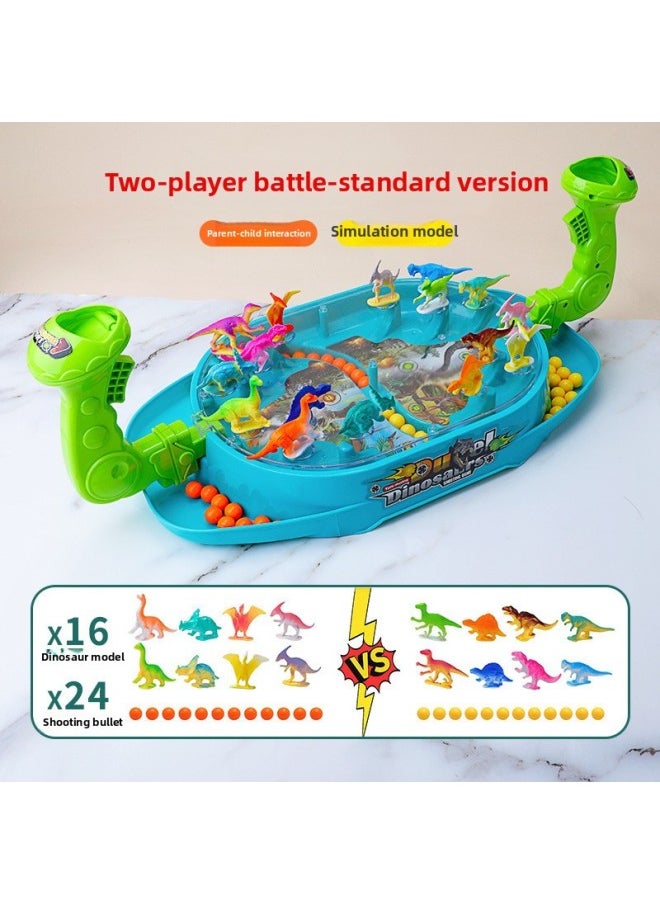 Dinosaur Battle Tabletop Game Two-player Competitive Ejection Pinball Parent-child Interactive Board Game Educational Children's Toys-Color:Dinosaur Battle Game 16 Dinosaur 24 Marbles [Standard Edition]]
