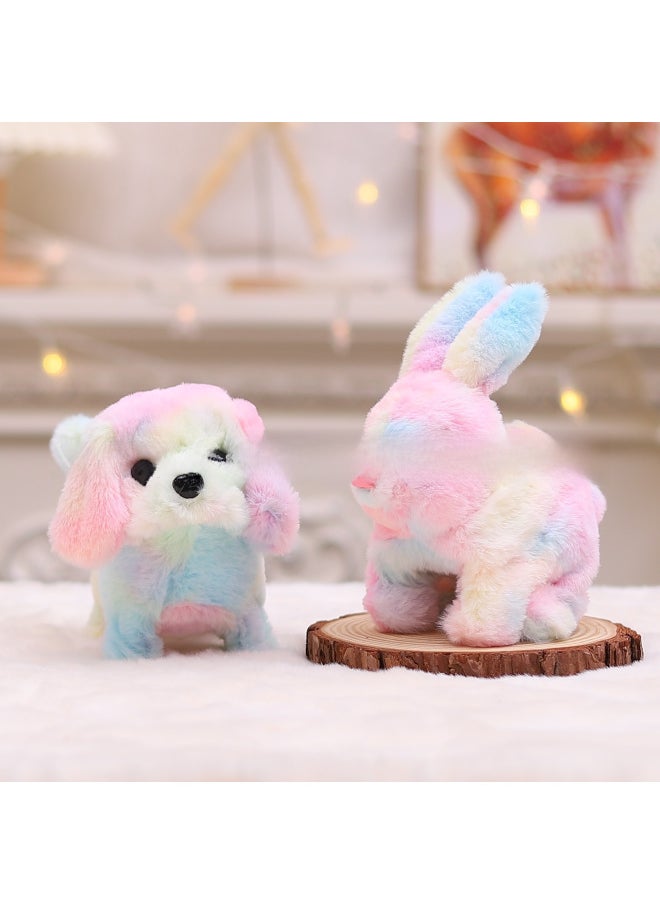 Electric Plush Simulation Small White Rabbit Colorful Pets Will Walk Will Call Will Move The Mouth Will Shake Ears Long Hair Rabbit-Color:Gray Rabbit (Middle)