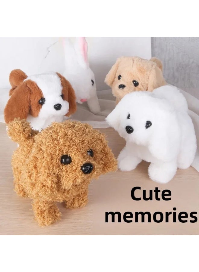 Electric Simulation Animal Plush Pet Dog Small White Rabbit Jumping Sounding Cute Pet Teddy Dog Tail Wagging-Color:Coffee Hound ]