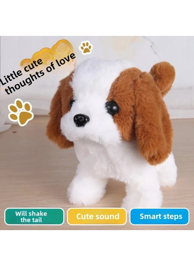 Electric Simulation Animal Plush Pet Dog Small White Rabbit Jumping Sounding Cute Pet Teddy Dog Tail Wagging-Color:Coffee Hound ]