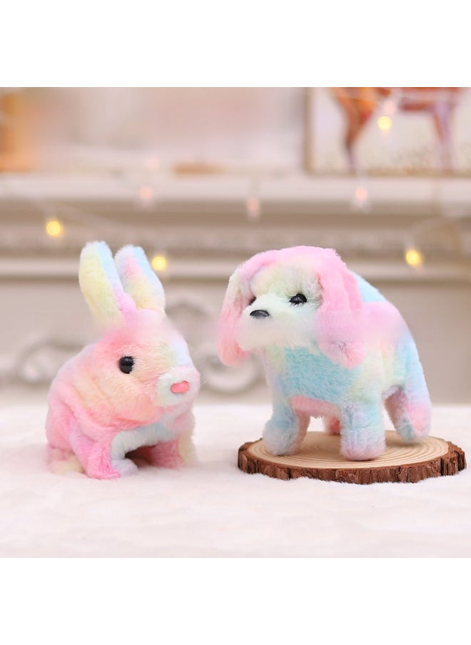 Electric Plush Simulation Small White Rabbit Colorful Pets Will Walk Will Call Will Move The Mouth Will Shake Ears Long Hair Rabbit-Color:Persian Cat (Ordinary Sounds)