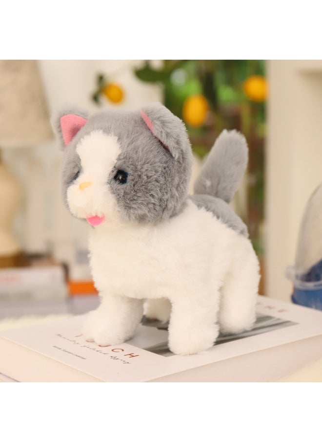Electric Plush Simulation Small White Rabbit Colorful Pets Will Walk Will Call Will Move The Mouth Will Shake Ears Long Hair Rabbit-Color:Persian Cat (Ordinary Sounds)