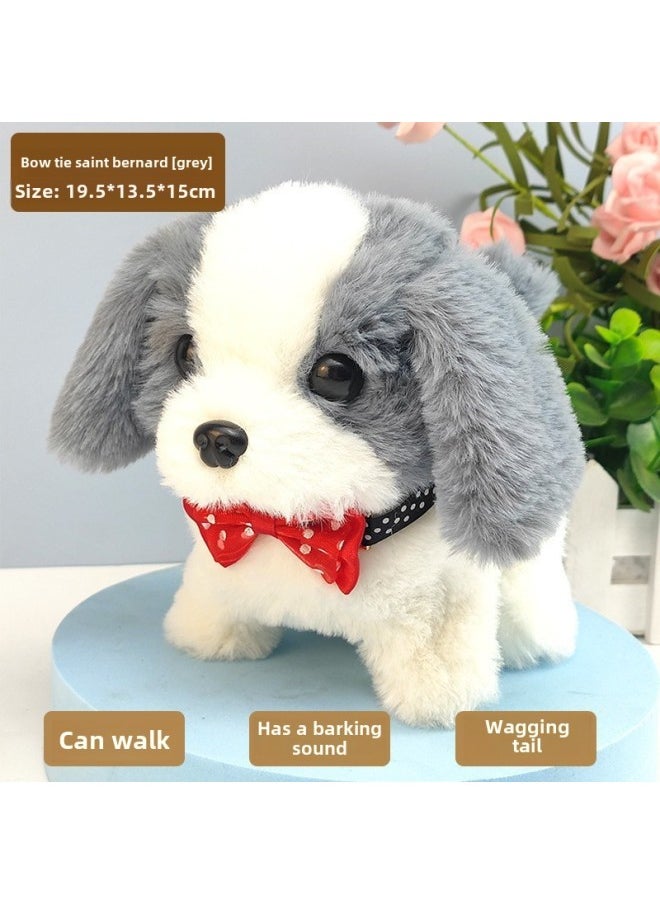 Electric Simulation Animal Plush Pet Dog Small White Rabbit Beating Sound Adorable Pet Teddy Dog Husky Tail Swing-Colors:Little Husky-Specifications:Charger Rechargeable Battery