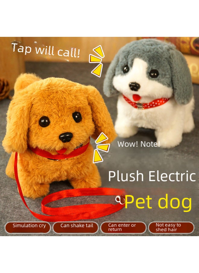 Children's Simulated Teddy Rabbit Electric Pet Dog Plush Walking Barking Toy Electronic Pet Dog Toy-Color:Carrot Rabbit -Specifications:OPP Bag + Traction Rope