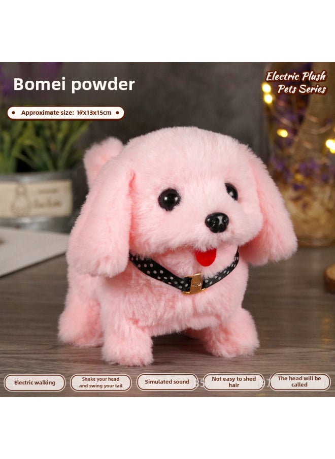 Children's Simulated Teddy Rabbit Electric Pet Dog Plush Walking Barking Toy Electronic Pet Dog Toy-Color:Bome ]-Specifications:Tow Rope Bell Battery Screwdriver
