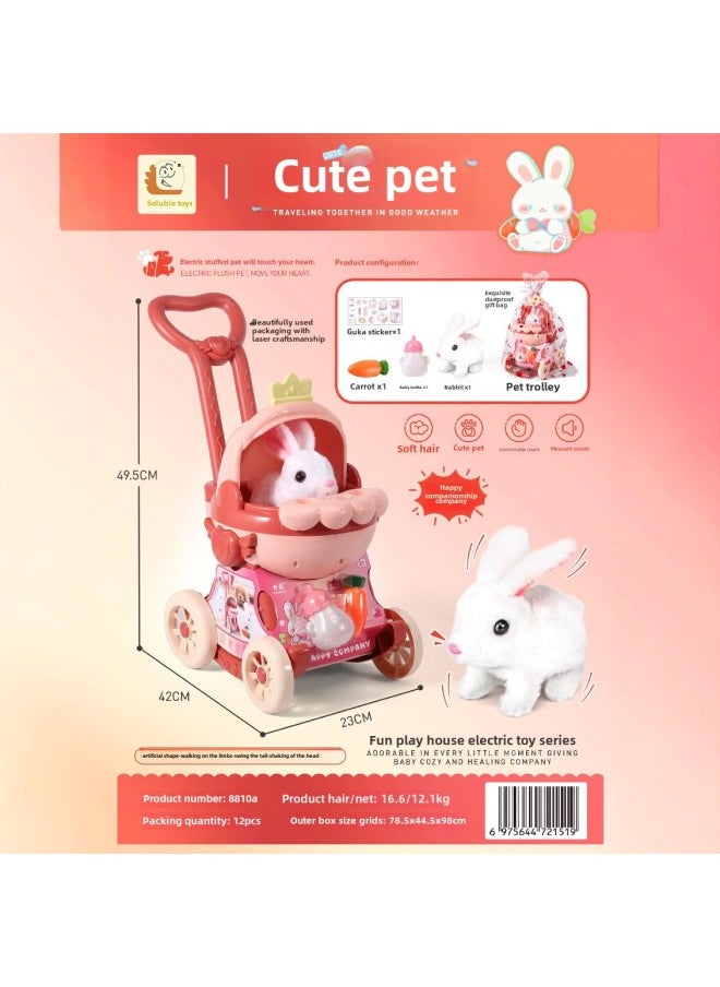 Roco Moe Pet Cart Cat Bunny Dog Electric Walking Simulation Play-house Children's Toys-Color:065b Cute Pet Home (puppy)