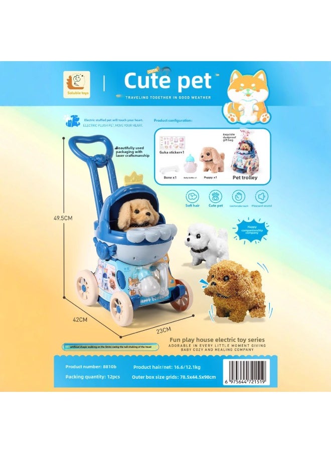 Roco Moe Pet Cart Cat Bunny Dog Electric Walking Simulation Play-house Children's Toys-Color:065b Cute Pet Home (puppy)