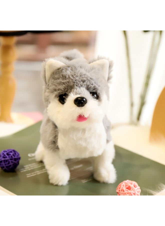 Children's Simulation Toy Electric Dog 1-3 Teddy Bunny Cat Pet Stall Electronic Pet Plush Toy-Color:American Husky Gray