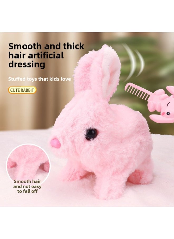 Children's Electric Simulation Small White Rabbit Will Call Girls Pet Doll Backpack Dog Gift Puzzle Plush Toy-Colors:Dark Brown Mixed White Dog + Dog House-Specifications:Battery Version