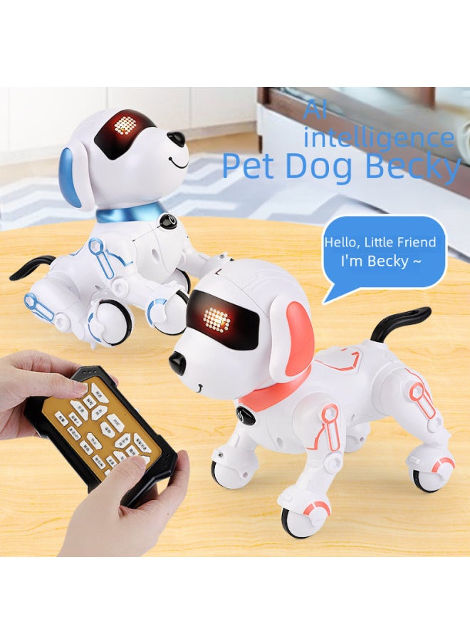 Intelligent Electric Toy Dog Wanstar Singing Dancing Boys Girls Children Early Education Enlightenment Pet Toy-Color:White Blue ]-Specifications:three Batteries