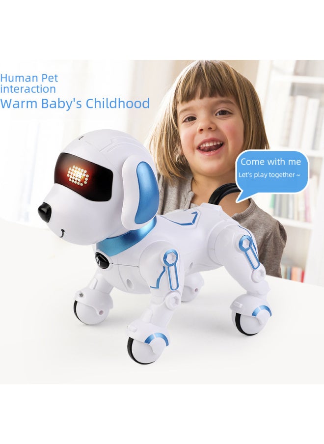 Intelligent Electric Toy Dog Wanstar Singing Dancing Boys Girls Children Early Education Enlightenment Pet Toy-Color:White Blue ]-Specifications:three Batteries