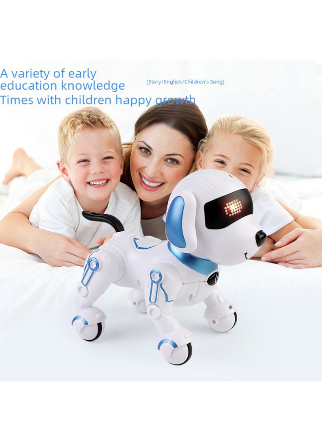 Intelligent Electric Toy Dog Wanstar Singing Dancing Boys Girls Children Early Education Enlightenment Pet Toy-Color:White Blue ]-Specifications:three Batteries
