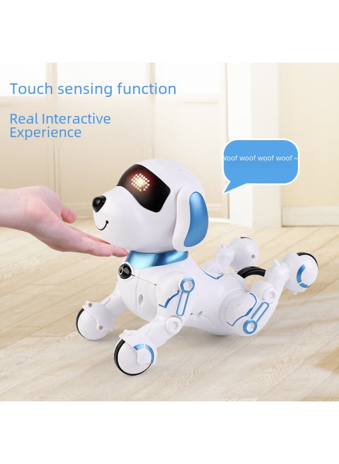Intelligent Electric Toy Dog Wanstar Singing Dancing Boys Girls Children Early Education Enlightenment Pet Toy-Color:White Blue ]-Specifications:three Batteries