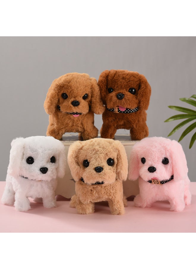 Simulation Electric Puppy Online Celebrity Doll Electric Plush Toy Dog Will Walk And Call Tail Electronic Pet Dog-Color:Little Golden Retriever (pink)