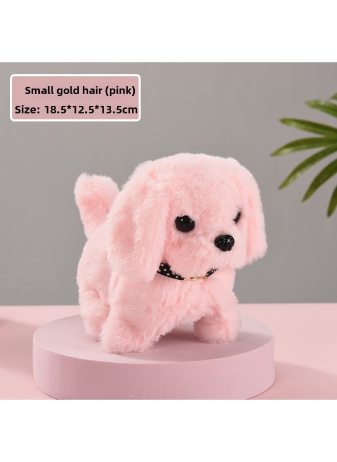 Simulation Electric Puppy Online Celebrity Doll Electric Plush Toy Dog Will Walk And Call Tail Electronic Pet Dog-Color:Little Golden Retriever (pink)