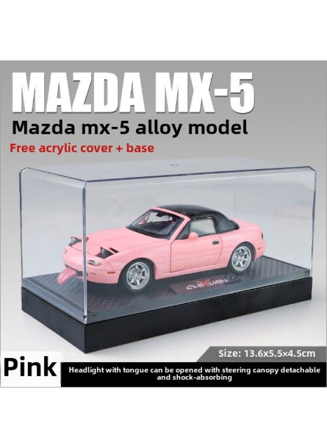 1/32 Mazda MX5 Simulation Alloy Acousto-optic Huili Children's Toys Car Model Ornaments Men's Gifts-Color:Acrylic Box 1:32 Mazda Mx5 Pink