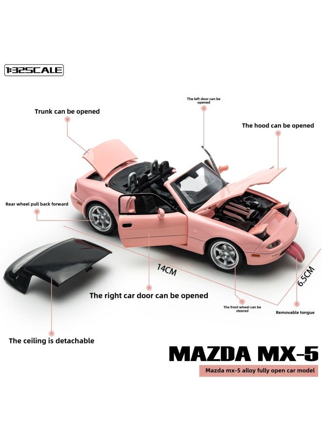 1/32 Mazda MX5 Simulation Alloy Acousto-optic Huili Children's Toys Car Model Ornaments Men's Gifts-Color:Acrylic Box 1:32 Mazda Mx5 Pink
