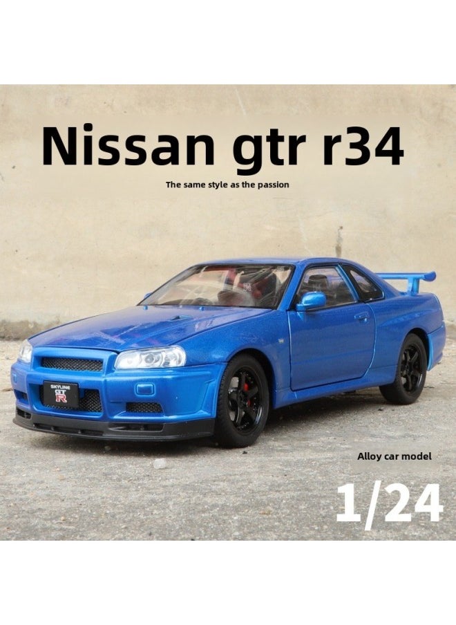1/24 Nissan GTR Simulation Alloy Acousto-optic Return Car Wheel Steering Shock-absorbing Boy Children's Ornaments-Color:Boxed 1:24gtr Street Car Version Purple