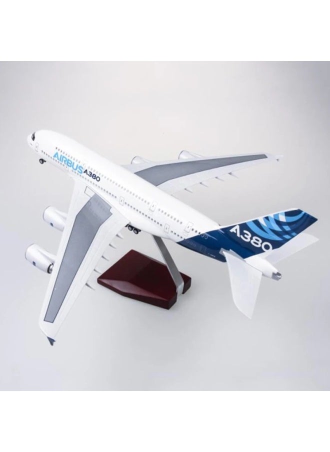 Large Passenger Aircraft Simulation 1:160 Aircraft Model A380 Prototype Finished Product With Landing Gear Collection Decoration-Color:A380 Prototype (with Light)