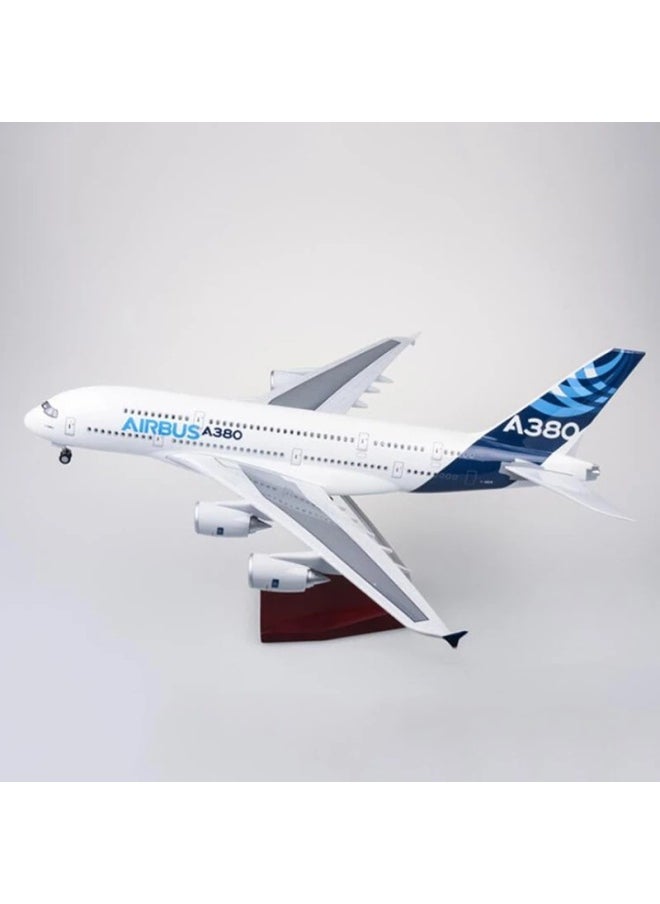 Large Passenger Aircraft Simulation 1:160 Aircraft Model A380 Prototype Finished Product With Landing Gear Collection Decoration-Color:A380 Prototype (with Light)