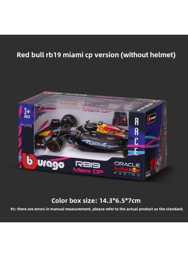 Bimei 1:43 Red Bull RB19 Miami F1 Racing Model Simulation Alloy Car Model Equation-Color:1:43 Red Bull Rb19 Miami Edition No. 11 Regular Wear