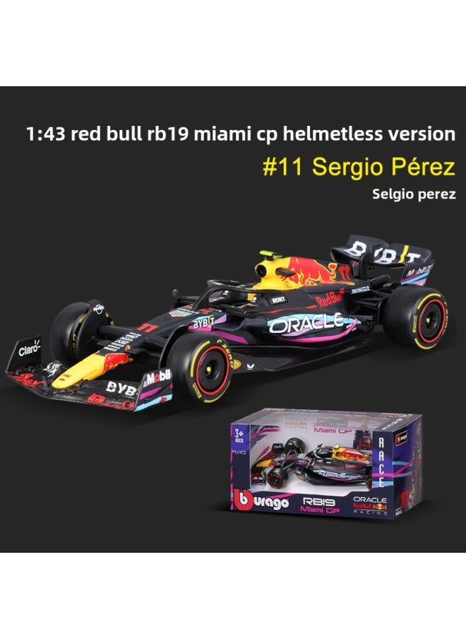 Bimei 1:43 Red Bull RB19 Miami F1 Racing Model Simulation Alloy Car Model Equation-Color:1:43 Red Bull Rb19 Miami Edition No. 11 Regular Wear