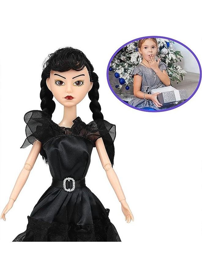 Wednesday Addams Dolls, 11.5 inch Black Lip, Shoes, Made to Move Dolls,Birthday Gifts for Kids Girls Fans