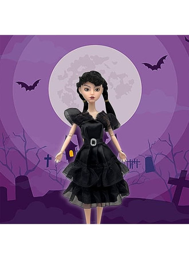 Wednesday Addams Dolls, 11.5 inch Black Lip, Shoes, Made to Move Dolls,Birthday Gifts for Kids Girls Fans