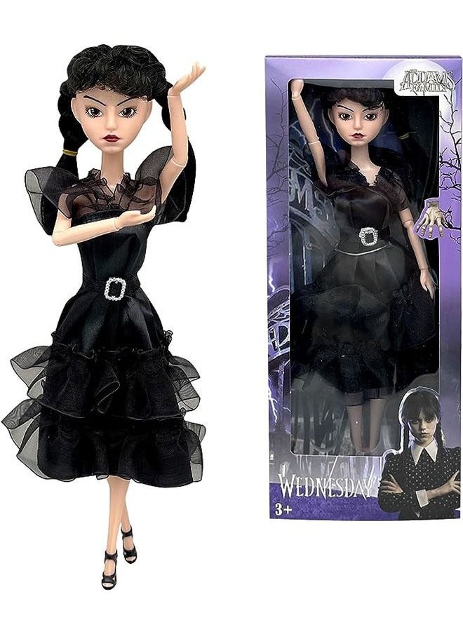 Wednesday Addams Dolls, 11.5 inch Black Lip, Shoes, Made to Move Dolls,Birthday Gifts for Kids Girls Fans