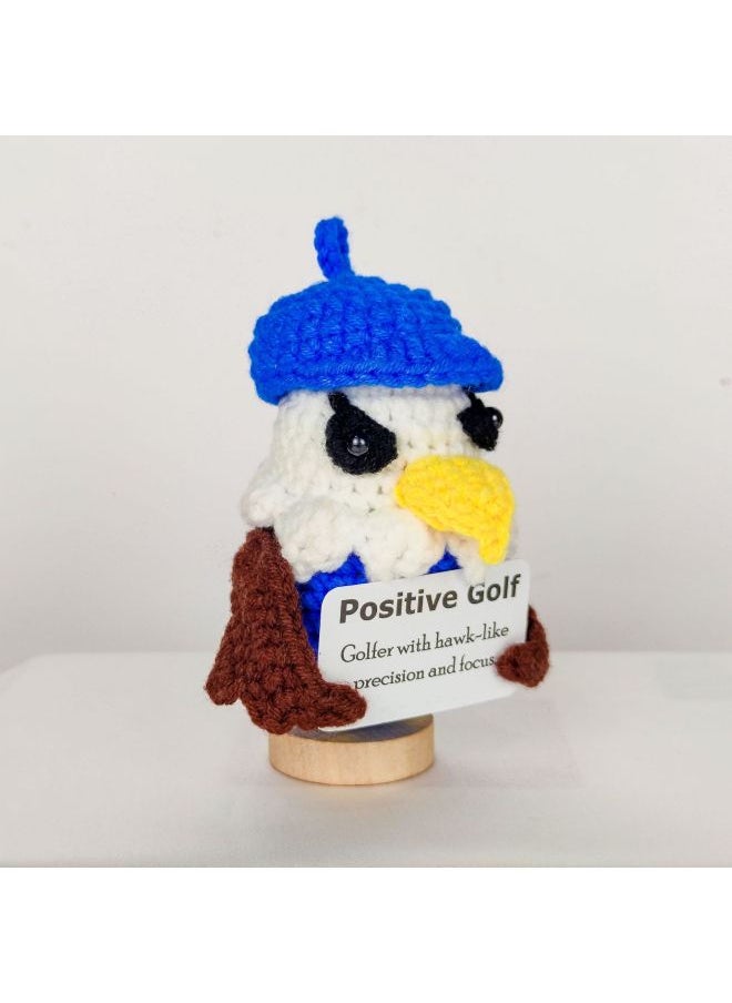 Explosions Eagle Holding Card Series Positive Energy Pure Hand-crocheted Finished Products Creative Decompression Wool Doll-Color:[finished Product] Light Pink Owl-Height:1