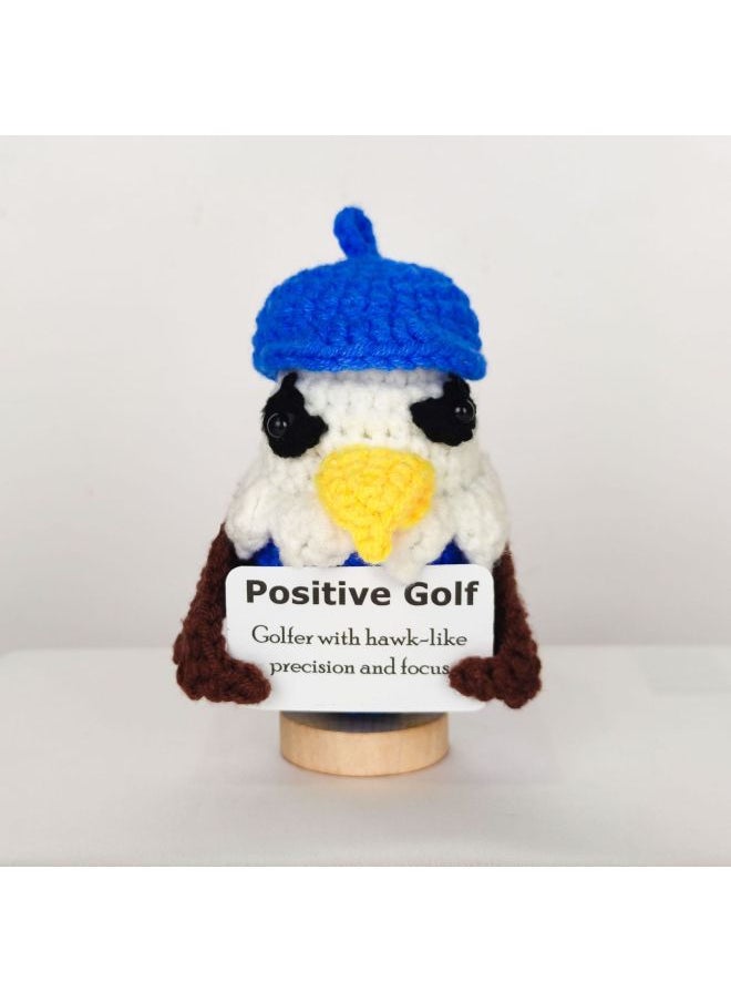 Explosions Eagle Holding Card Series Positive Energy Pure Hand-crocheted Finished Products Creative Decompression Wool Doll-Color:[finished Product] Light Pink Owl-Height:1