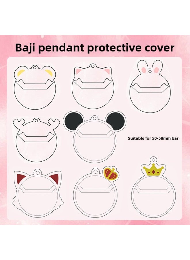 Romantic Rhyme Protective Cover Animation Crown Cute Fox Micro Seal Cover Pain Bag Transparent Protective Cover Surrounding-Color:N-79 Cat Ear + Key Ring