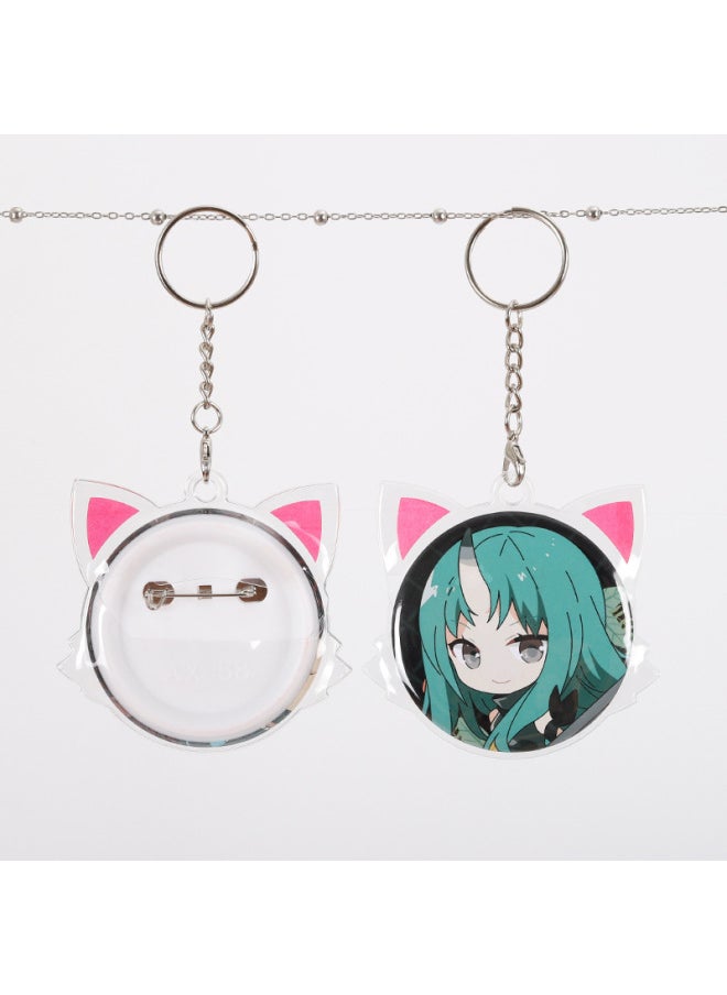 Romantic Rhyme Protective Cover Animation Crown Cute Fox Micro Seal Cover Pain Bag Transparent Protective Cover Surrounding-Color:N-79 Cat Ear + Key Ring