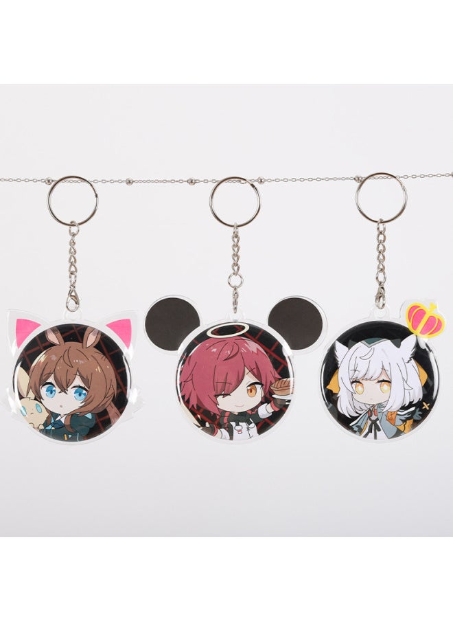 Romantic Rhyme Protective Cover Animation Crown Cute Fox Micro Seal Cover Pain Bag Transparent Protective Cover Surrounding-Color:N-79 Cat Ear + Key Ring
