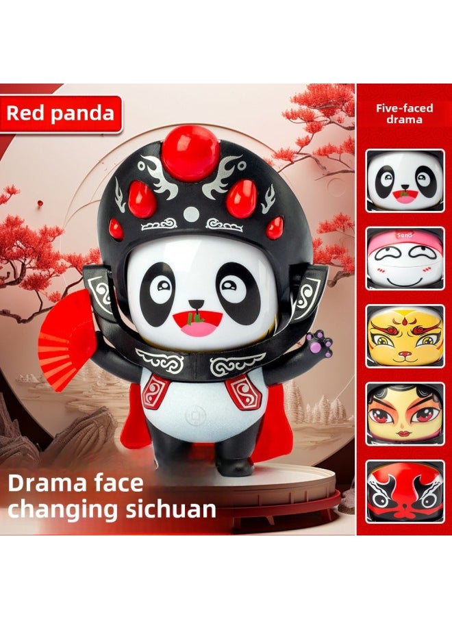 Face-changing Doll Sichuan Opera Mask Culture Panda Face-changing Chinese Characteristics Children's Creative Doll Stall Toy-Color:[red] National Trend Face-changing Panda (color Box Version) Requires Bag Packaging For Details