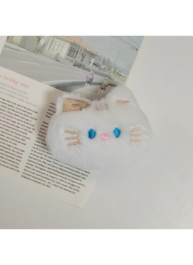Cartoon Plush Brooch Cute Bear Doll Doll Frog Cat Rabbit Bag Pendant Diy Clothing Accessories-Color:Long-haired White Cat