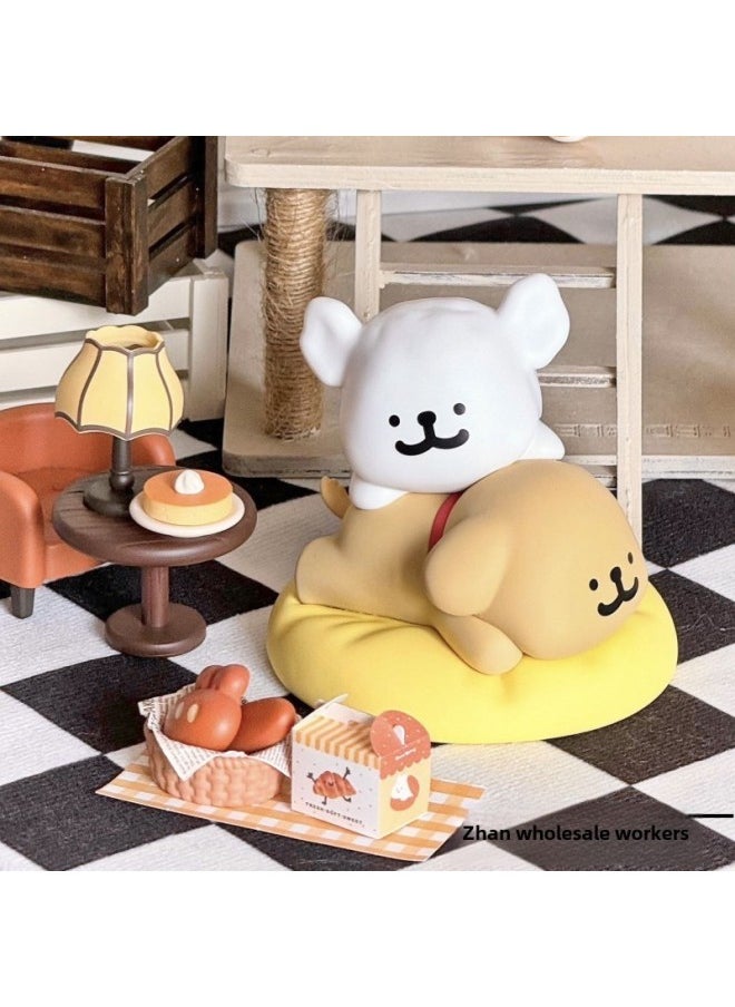 Happy Stickers Line Puppy Blind Box Hand-made Cute Cartoon Puppy Doll Desktop Ornaments Birthday-Color:-cute (blind Box)