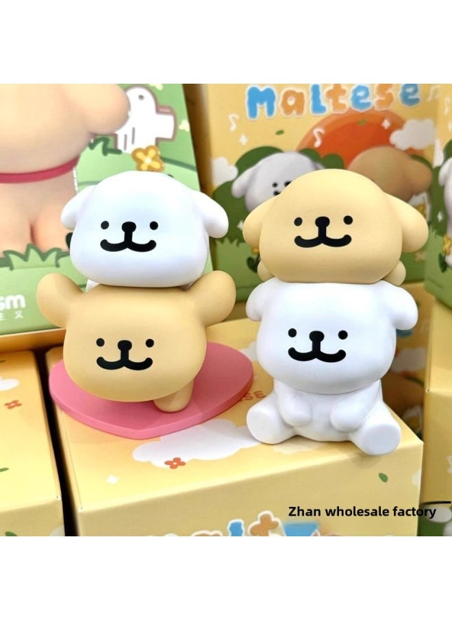 Happy Stickers Line Puppy Blind Box Hand-made Cute Cartoon Puppy Doll Desktop Ornaments Birthday-Color:-cute (blind Box)