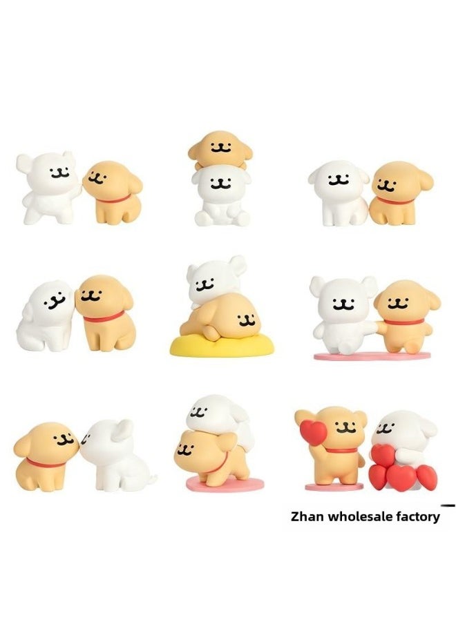 Happy Stickers Line Puppy Blind Box Hand-made Cute Cartoon Puppy Doll Desktop Ornaments Birthday-Color:-cute (blind Box)