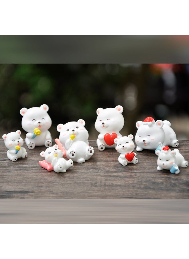 Cartoon Resin Size White Bear Doll Small Hand Decoration Cute Kawaii Girl Heart Desktop Decoration-Color:Love Bear