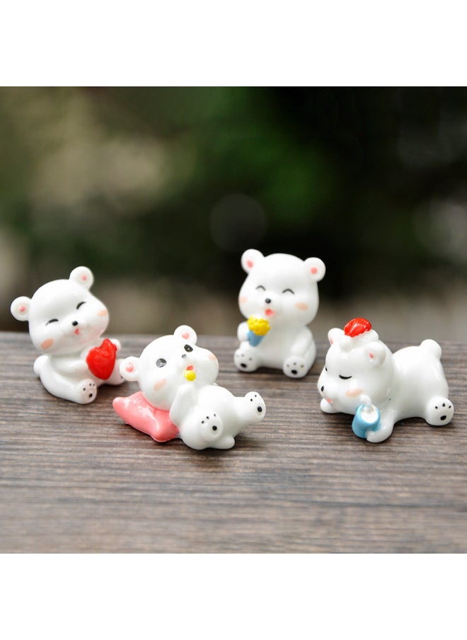 Cartoon Resin Size White Bear Doll Small Hand Decoration Cute Kawaii Girl Heart Desktop Decoration-Color:Love Bear