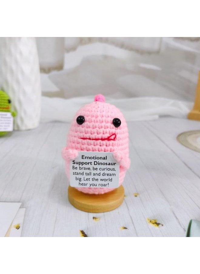 Explosions Football Crocheted Emotional Doll Positive Energy Pure Handmade Cute Cardage Doll Series Gifts-Color:[finished Product] Pink Dinosaur