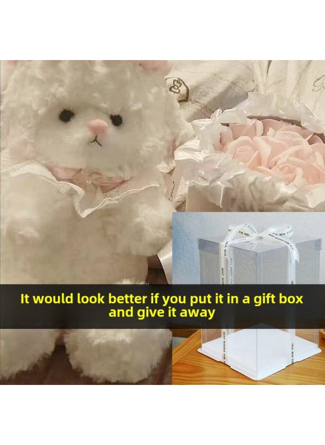 Valentine's Day Gift Sweetheart Lamb Doll Cartoon Bouquet Hug Bucket Birthday Gift For Girls Best Friend Girlfriend-Color:Cake Style] Birthday Hat Lamb + 11 Pink Ballet Style + Greeting Card